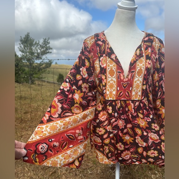 SPELL & THE GYPSY LOLITA BLOUSE 70'S RUST Boho chic Small - Picture 6 of 9